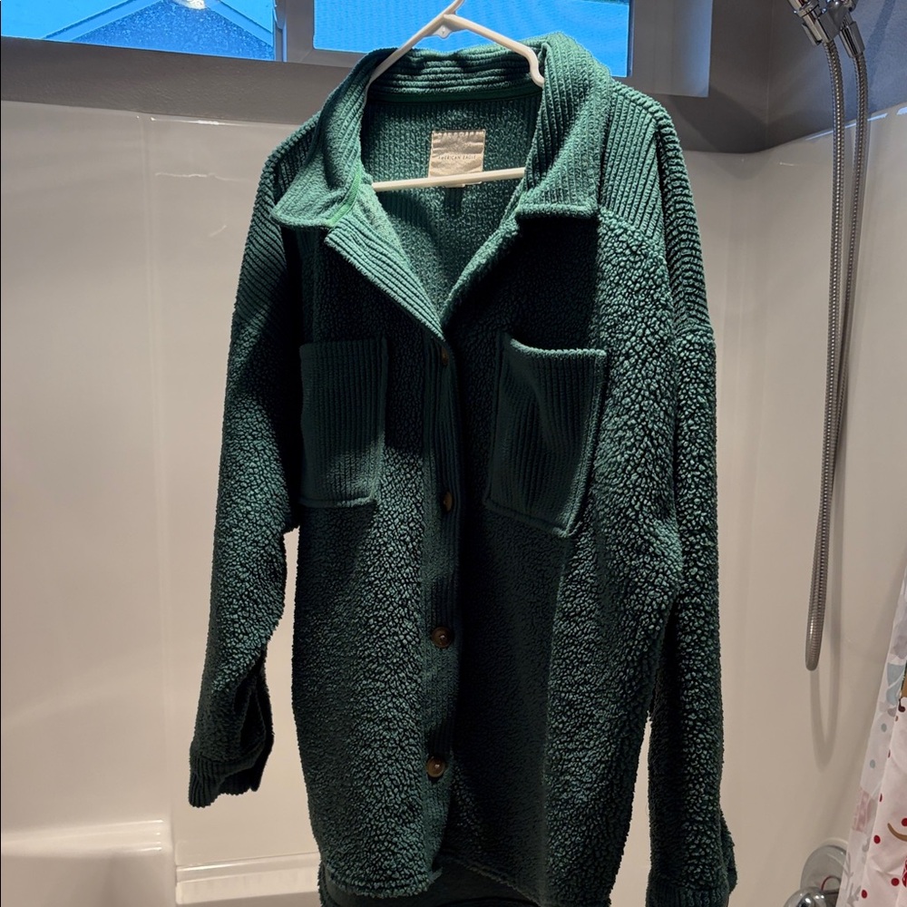 American Eagle Outfitters Green Teddy Jacket